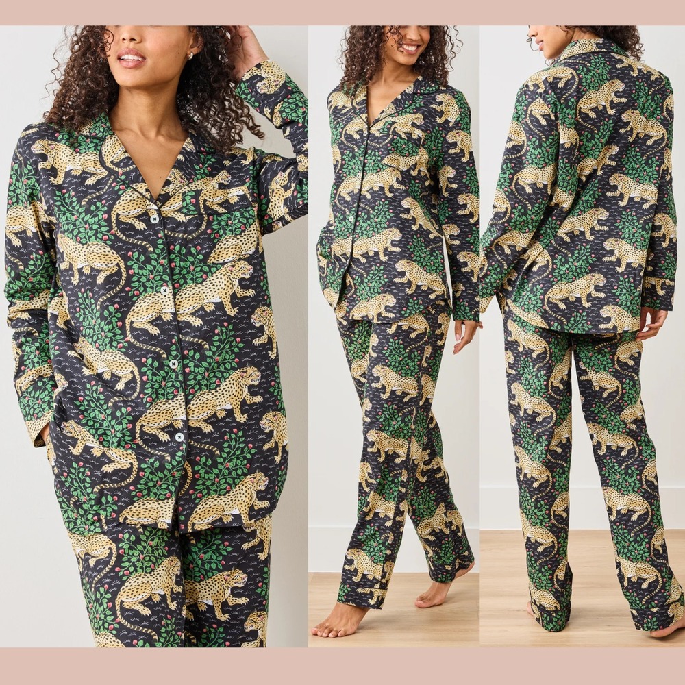 NWT‎ $168 Printfresh [ Small ] 100% Organic Cotton Long PJ Set Tiger Queen U1905